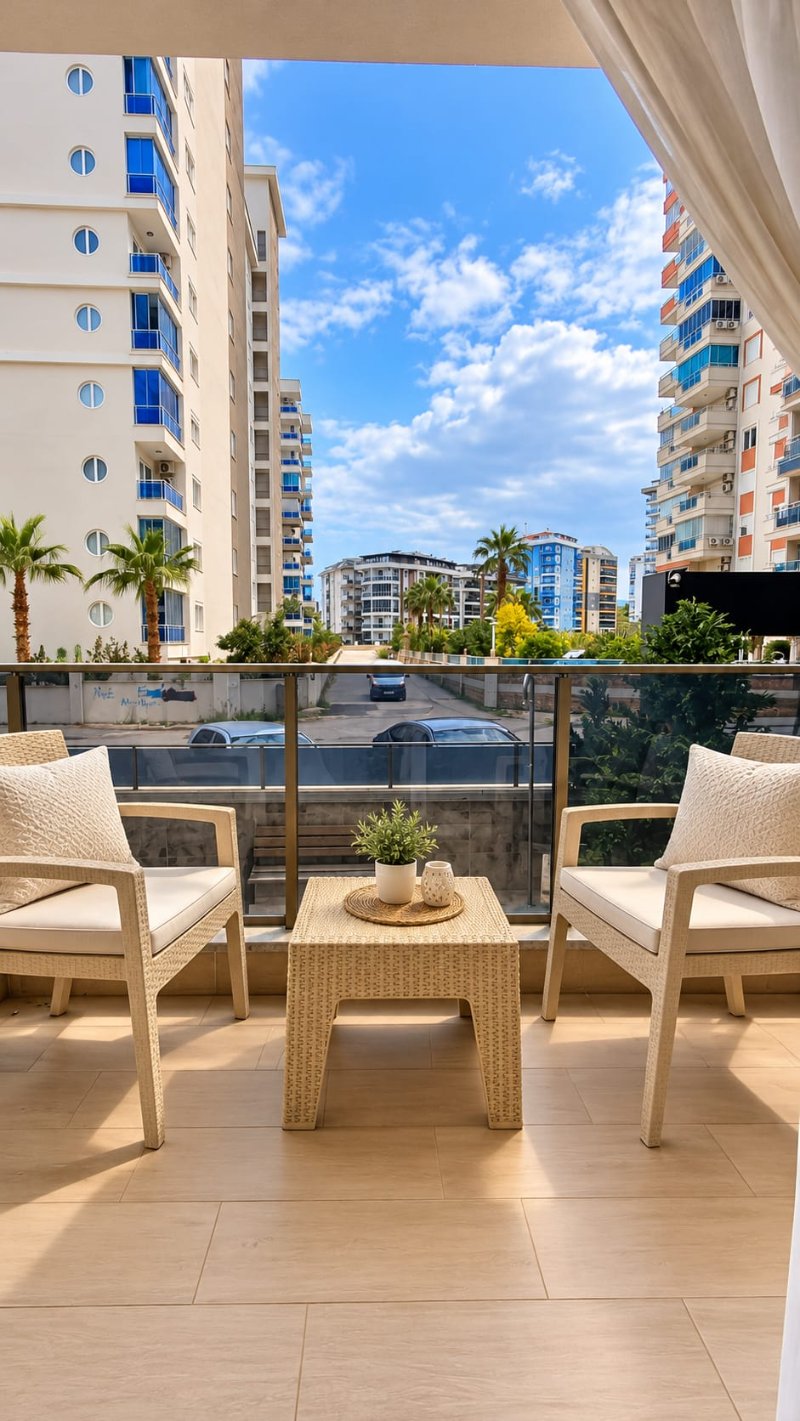 Deniz manzaralı 1+1 daire mobilyalı